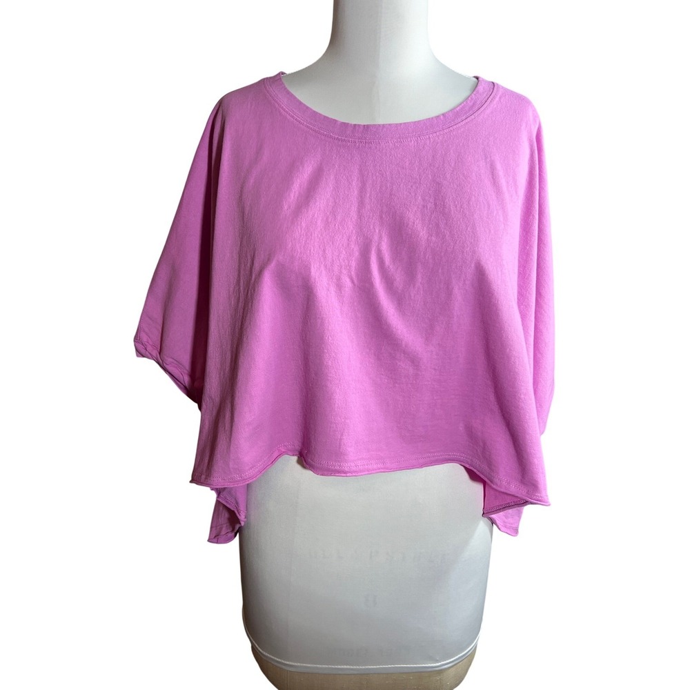 Zenana Women Orchid Pink 100% Cotton Boxy Cropped Tee Lettuce Hem oversized